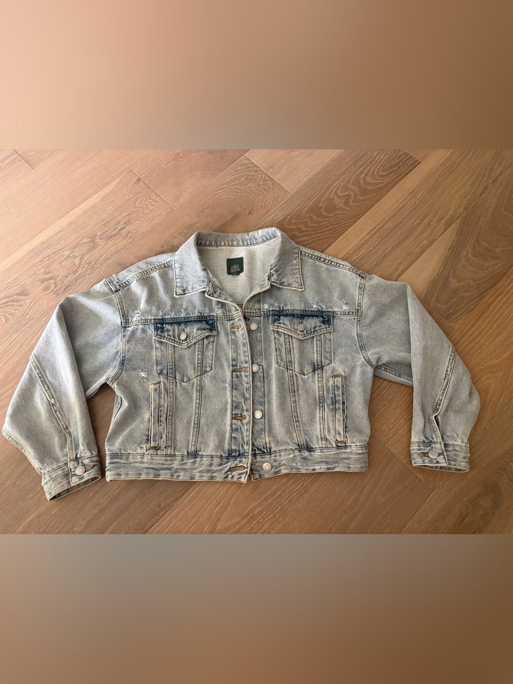 wild fable Light Wash Cropped Denim Jacket, Size Medium